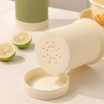 Kitchen Countertop Utensil Organizer - Durable Plastic Material, Ideal for Countertops, Vertical Stripe Design, Green